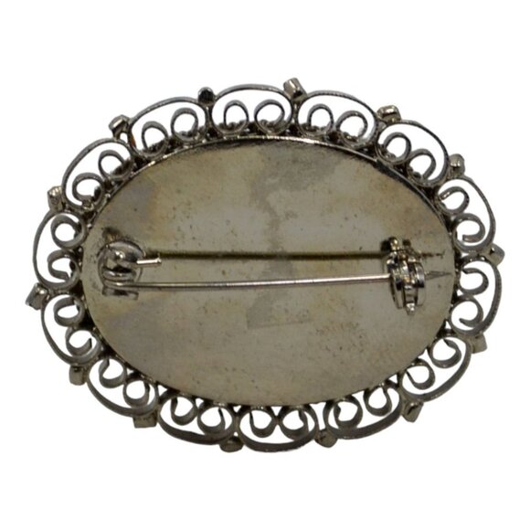 Millefiori Italian Micro Mosaic Pin Brooch Oval Filigree Floral Design … - Picture 3 of 5